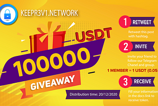 Keepr3v1.network: Giveaway 100,000 USDT