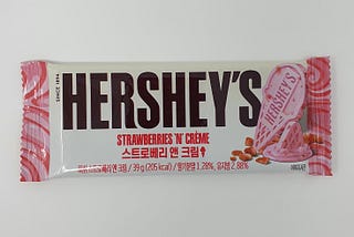 An unopened bar of Hershey’s Strawberries ’n’ Creme.