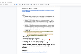 Document Google avec différentes idées pour le projet iLab