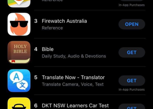 Image of app store top chart listing showing Firewatch Australia in the number 3 spot.