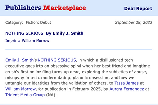 HARPERCOLLINS BOUGHT MY NOVEL!!!!!