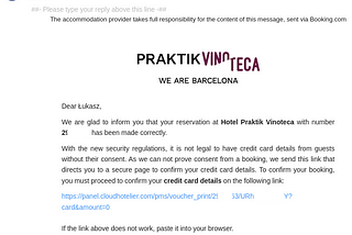 Booking.com teaches users to fall for credit card phishing