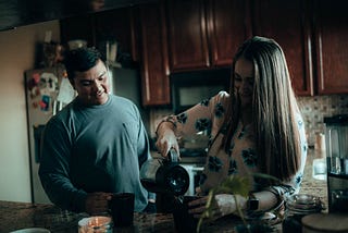 Joey and Kerri-Lynn Mendoza from 25/8 Coffee sample their specialty coffees. 25/8 Coffee is a 100% teacher-owned.