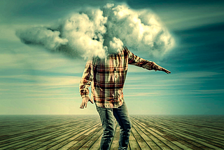 man with his head in the clouds