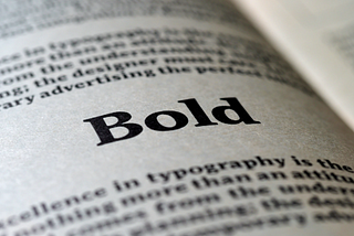 The word “Bold” in a book