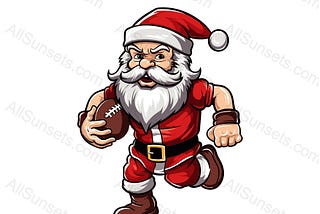 Santa Claus Football Christmas Clipart svg png pdf psd jpg File Types Sports Running Back Player Commercial Use Print on Demand