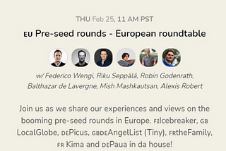 ClubHouse Summary: European pre-seed roundtable