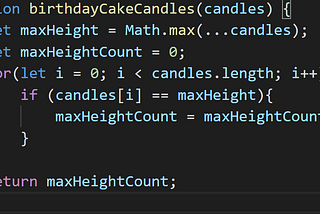 Birthday Cake Candles Solution in Javascript