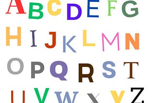 Colorful alphabet as seen by the author with synesthesia.