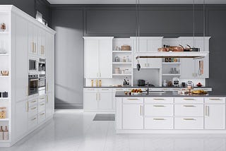 white slim shaker cabinets