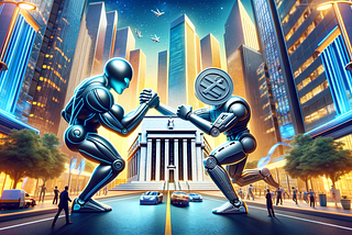 Coinbase and the FED engaged in an arm wrestling match. DALL-E