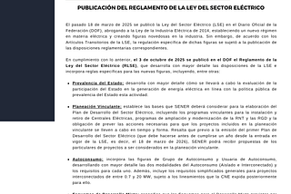 PUBLICACIÓN DEL REGLAMENTO DE LA LEY DEL SECTOR ELÉCTRICO