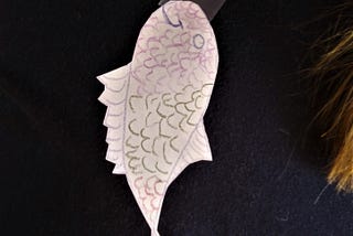 Prank paper fish stuck on back.