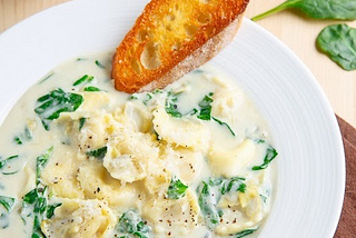 Spinach and Artichoke Dip Tortellini Soup
