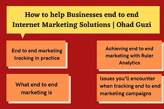 How to help Businesses end to end Internet Marketing Solutions | Ohad Guzi