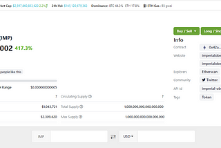 $IMP on CoinGecko and providing Liquidity