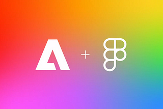Logos of Adobe and Figma with + in between. Gradient color.