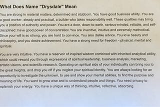 On today’s Periscope I read the definition of our company name: “Drysdale”
