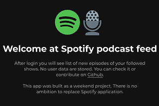 Weekend project: Spotify podcast feed application