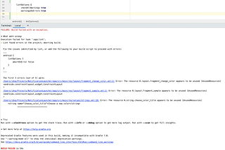 Image of Android Studio terminal showing first 3 out of 5 lint errors