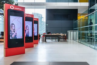 A photo of the entry lobby for Vodafone, Paddington