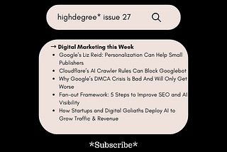 Small Publishers, DMCA Abuse & AI Search Tactics | HighDegree* Marketing — Issue 27