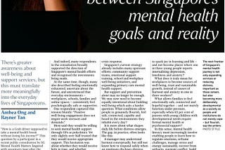 Singapore has made mental health visible. The next challenge is making wellbeing real.