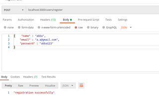 register a new user using postman