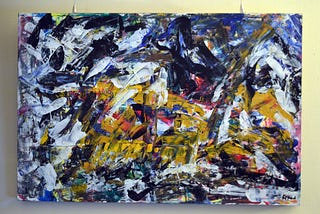 Title Contemporary abstract trust me its real
 Robert Ireland (B. 1966) Mixed media, Wood panel 50.8 cm x 76.2 cm