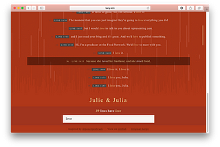Julie & Julia: Film script search and text visualization