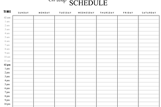 24 Hour Weekly Schedule Planner to Help with Time Management
