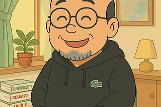 A cartoon image of myself, smiling for on his 50th birthday
