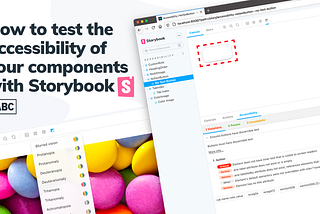 A decorative image with the quote “How to test the accessibility of your components with Storybook”