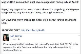 The crimes of Lyn Ouvrier/Willyn Trabajador, a certified Leni troll