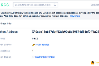Our Token Smart Contract has been deployed and verified on Kucoin Community Chain