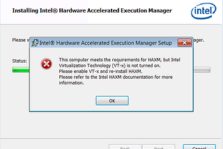 Android Emulator fails with “/dev/kvm” missing due to errors installing Intel HAXM on Windows with…