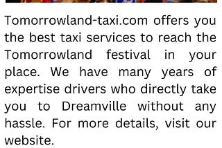 Taxi To Tomorrowland | Tomorrowland-taxi.com