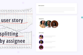 An image of a torn piece of paper with ‘User story splitting by assignee’ written on it.