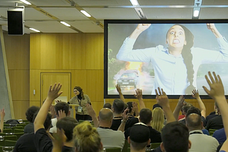 Me giving a talk at the enterJS conference on June 2023