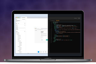 Screen showing design mockups in Figma versus code blocks for vibe coding in Anima