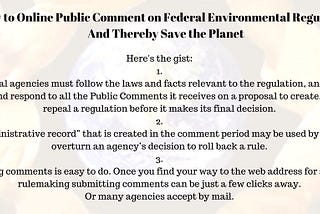 How to Public Comment on Federal Environmental Regulations and Thereby Save the Planet