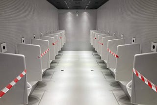 Double row of urinals with tape blocking access to every other urinal. People easily get caught up in theories that “sort of just appear” without a firm foundation