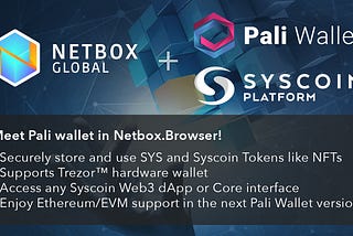 Exciting Netbox integration with Syscoin thanks to Pali Wallet