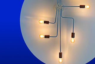 Lightbulbs connected to a hub with wires