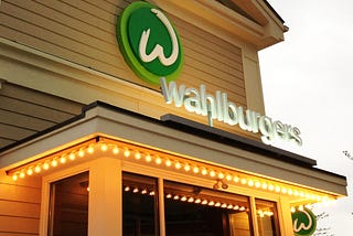 Outside of Wahlburgers restaurant