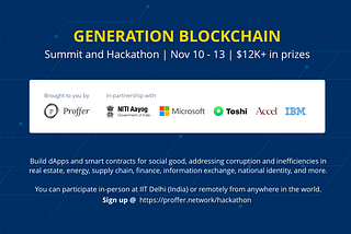 Proffer announces Blockchain Hackathon with Govt of India, Coinbase, Microsoft, IBM