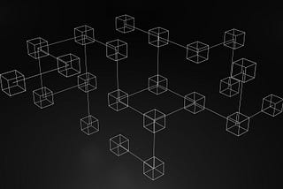 3D graph of a blockchain blocks interlinked in space.