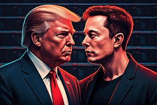 Drawings of two of the most powerful men in the world glaring at each other.