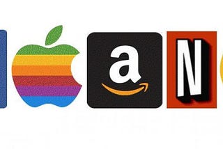 An image showing the logos of FAANG — Facebook, Apple, Amazon, Netflix, Google