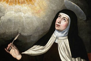 St. Teresa of Avila looking toward heaven.
